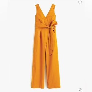 NWT J.Crew Wrap-tie Jumpsuit in Stretch Poplin Mustard Yellow Caramel Size 2